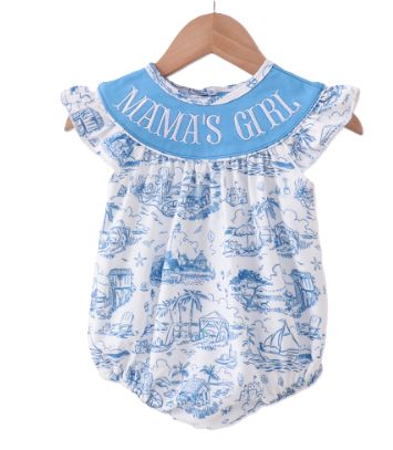 Mama's Girl Embroidered Blue Bubble