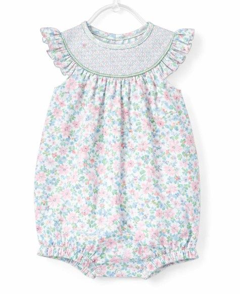 Pink &amp; Green Smocked Floral Bubble