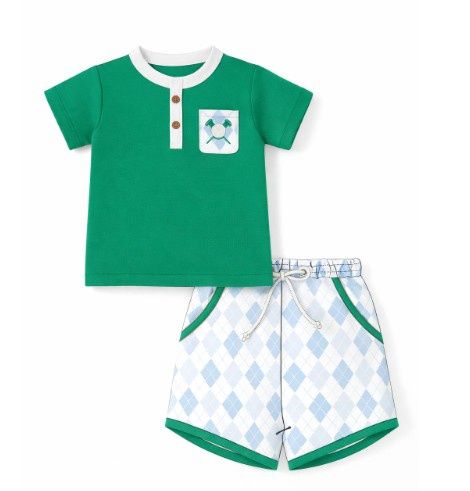 Green Golf Embroidery Boys Set