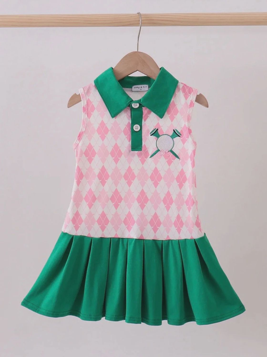 Girls Argyle Embd Golf Dress