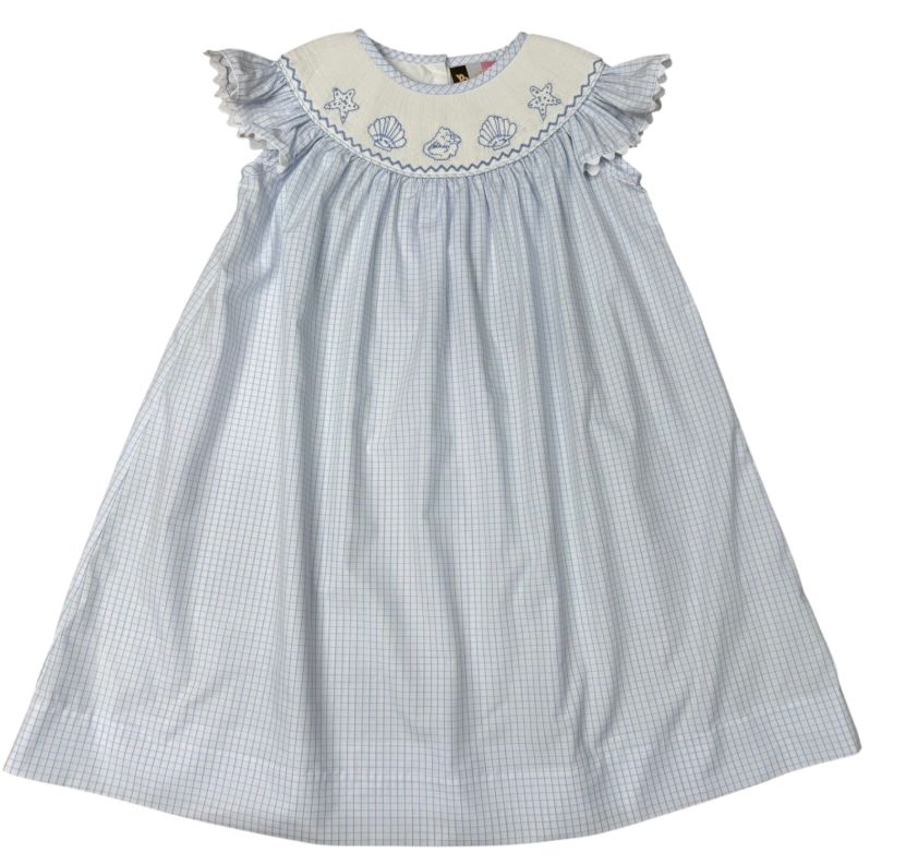 Smocked Windowpane Seashell Dress