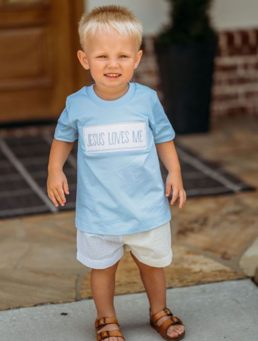 Jesus Loves Me Smocked Boys Set