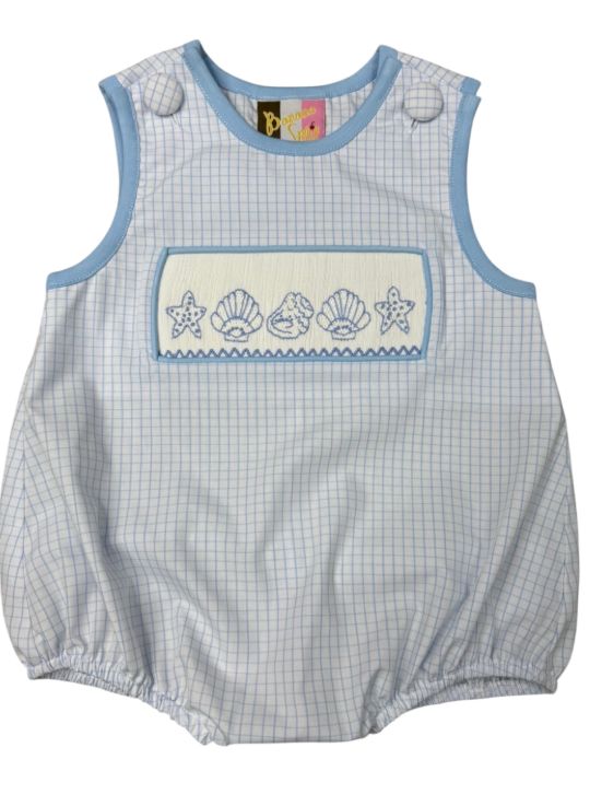 Seashell Smocked Boys Bubble