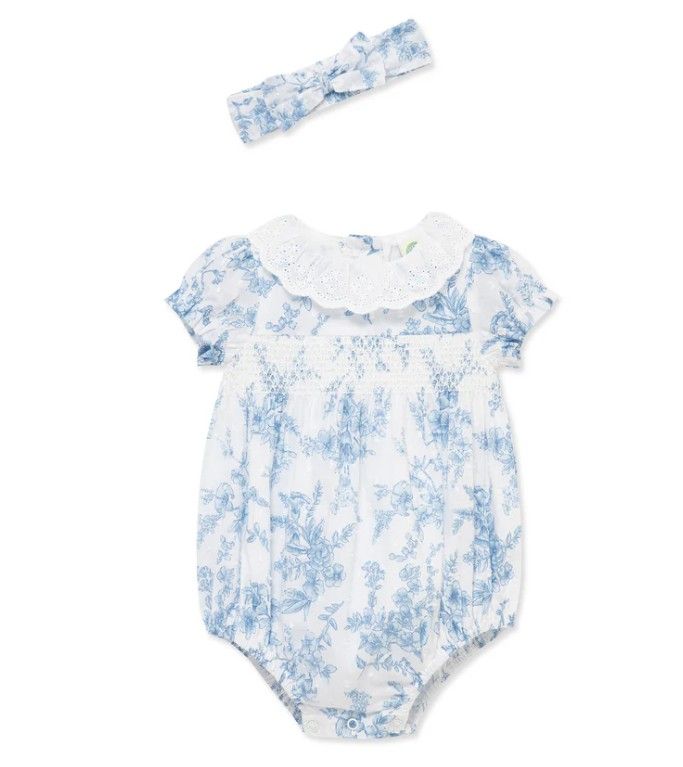 Little Me- Blue Floral Toile Bubble