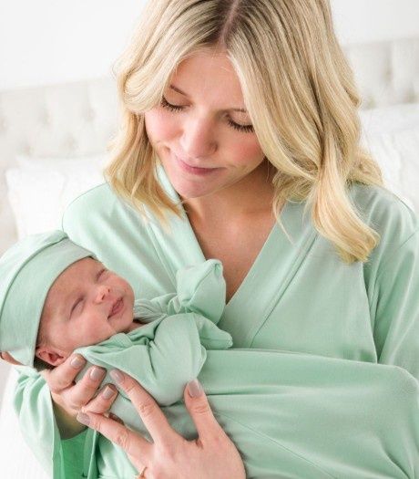 Sage Modal Baby Gown &amp; Hat