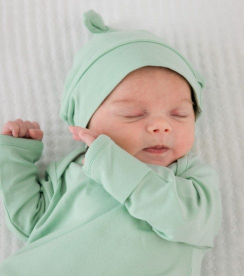 Sage Modal Baby Gown &amp; Hat