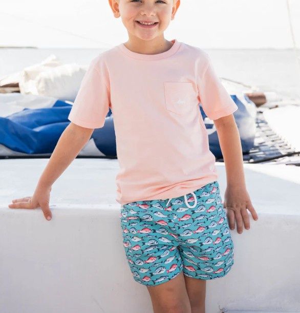 Salt Water Boys- Saint Simons Swim Trunk in Aqua Fish