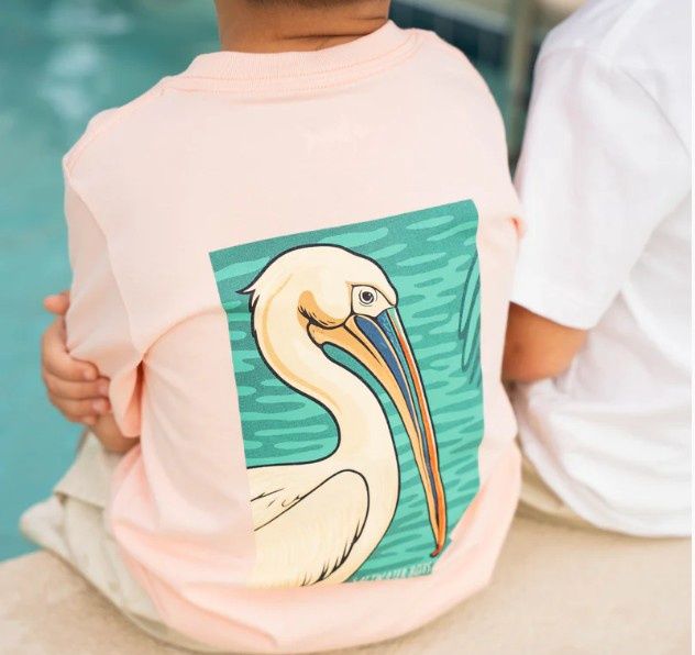 Saltwater Boys- Pelican T-Shirt Salmon