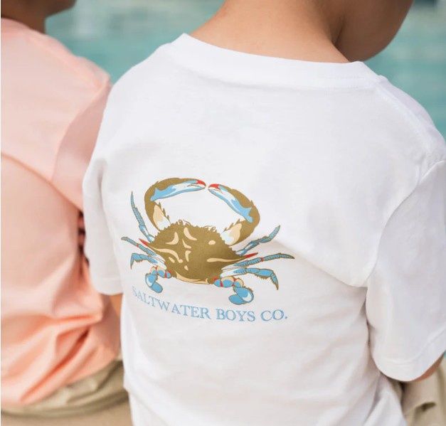Salt Water Boys- White Crab T-Shirt