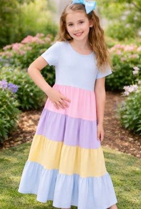 Pastel Colorblock Maxi Dress