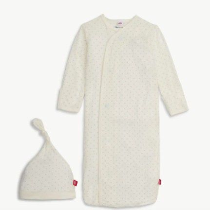 Magnetic Me- Pin Dot Cream Gown &amp; Hat Set