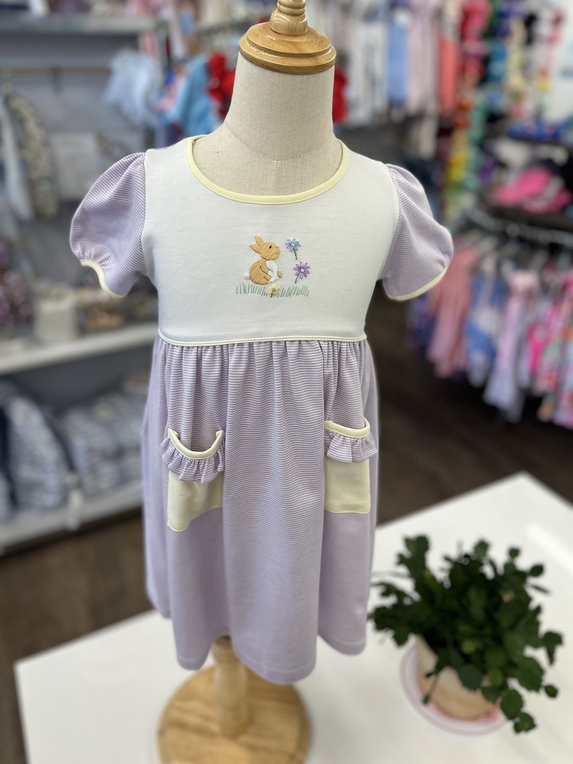 Squiggles Embroidered Bunny Easter Dress