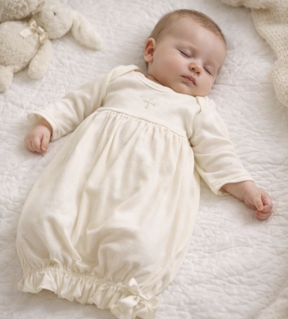 Squiggles Cross Lap Gown Ivory