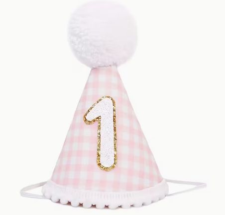 Pink Gingham One Birthday Hat