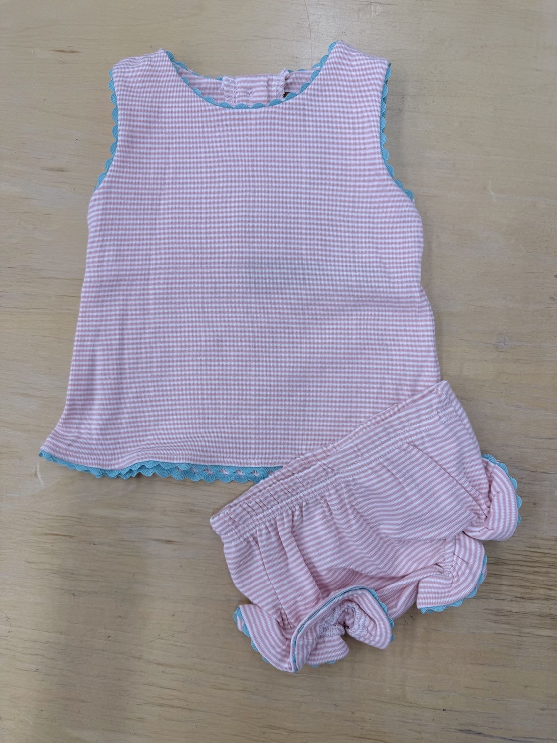 Millie Bloomer Set-Peach Stripe