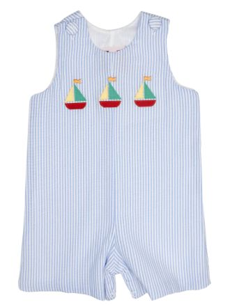 Seersucker Sailboat Applique John John