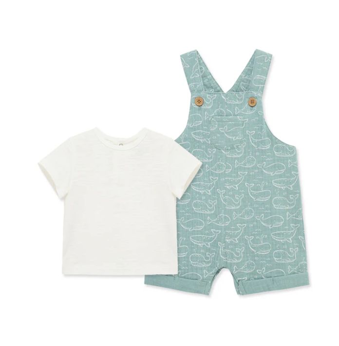 Little Me- Whales Shortall Set