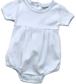 White Knit Bubble Blue Picot Trim