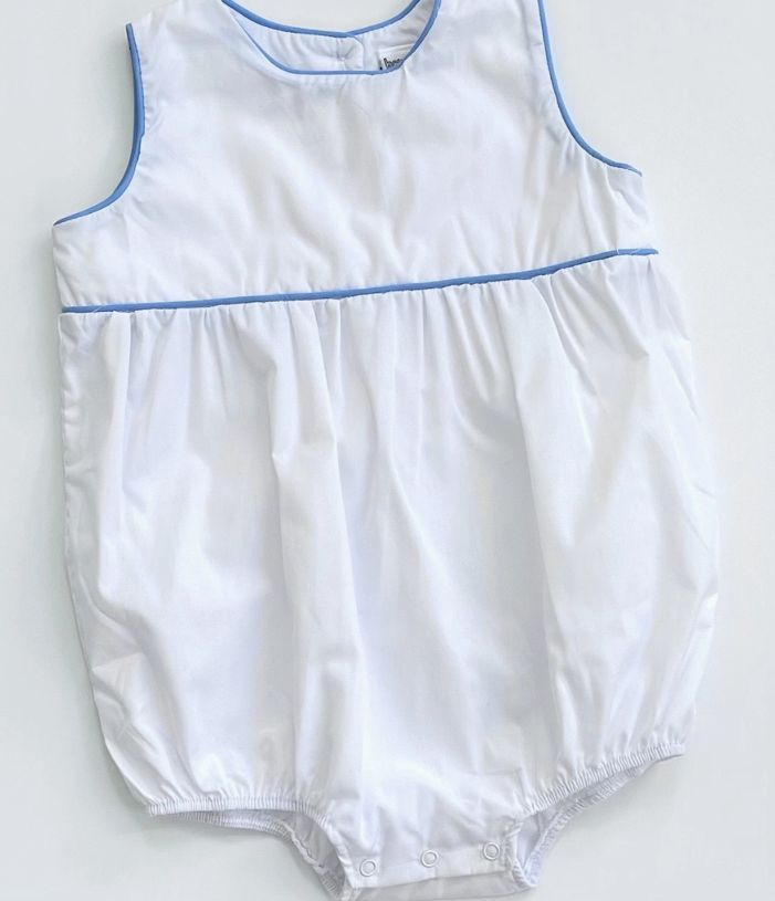 White Blue Piping Cotton Bubble