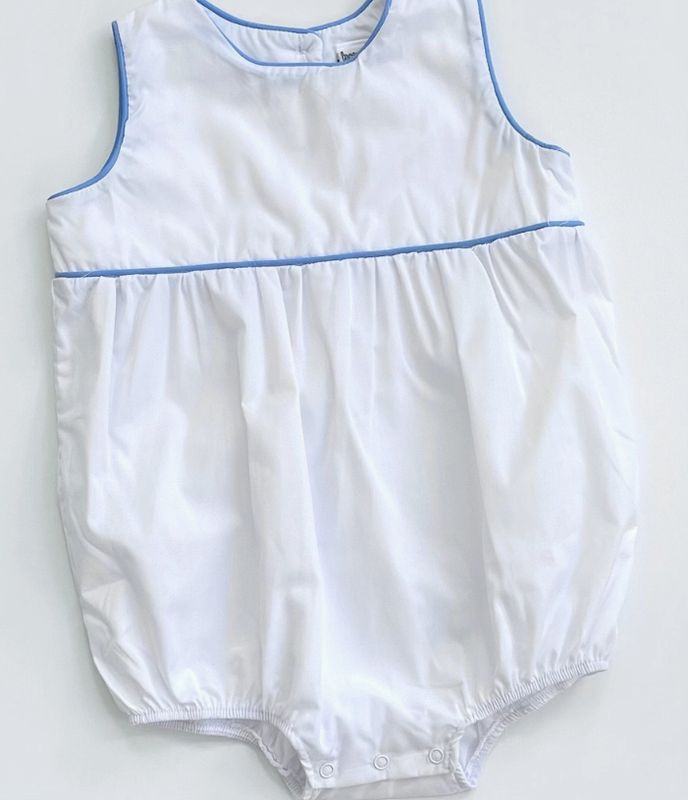 White Blue Piping Cotton Bubble