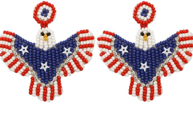 Beaded Patriotic Eagle Earrings