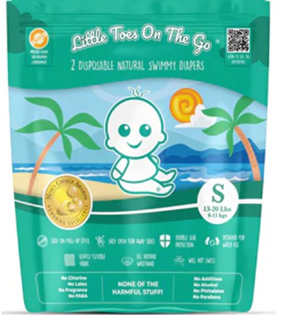 Little Toes On The Go Natural Swim Diapers, Size: Small