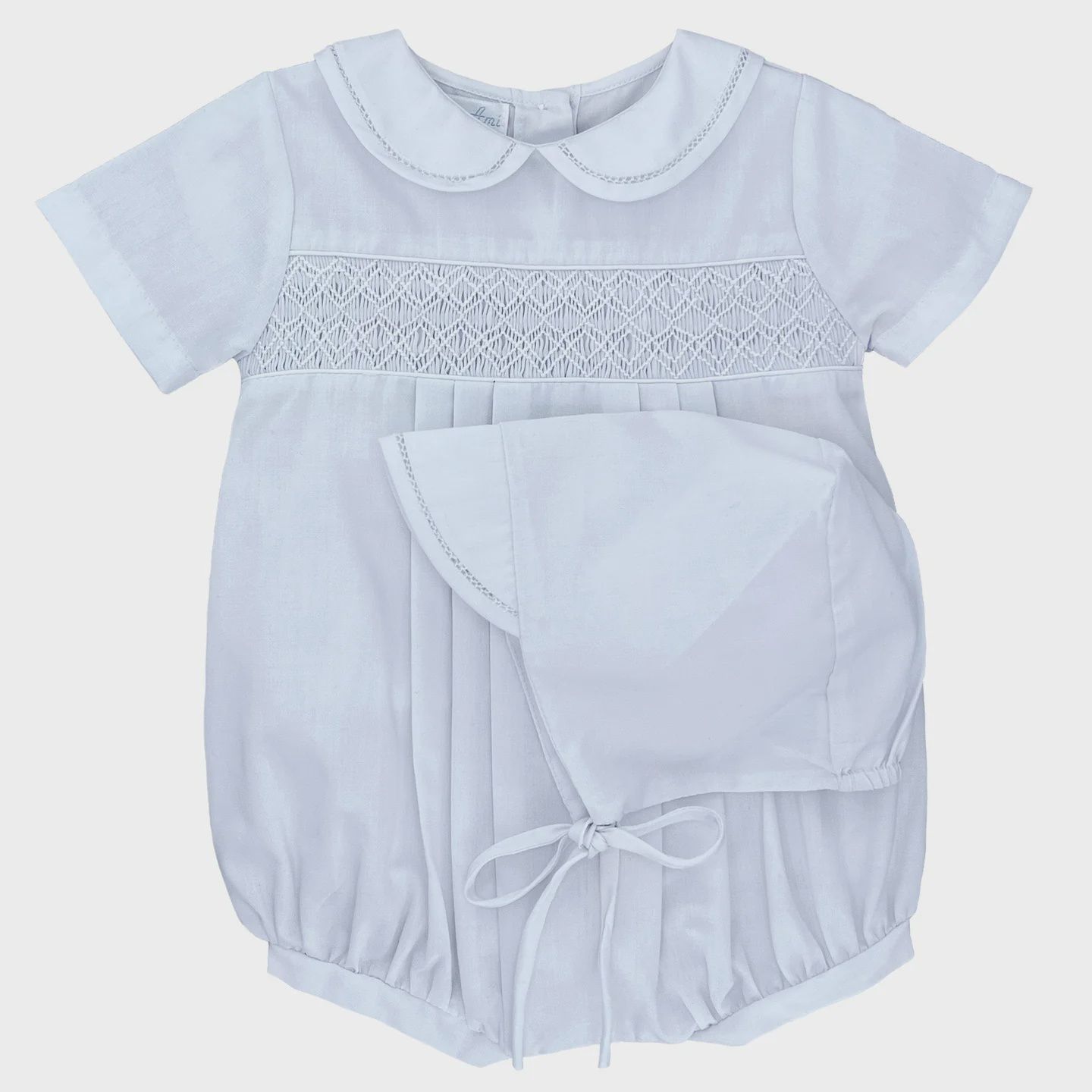 Blue Smocked Romper With Hat, Size: 3M