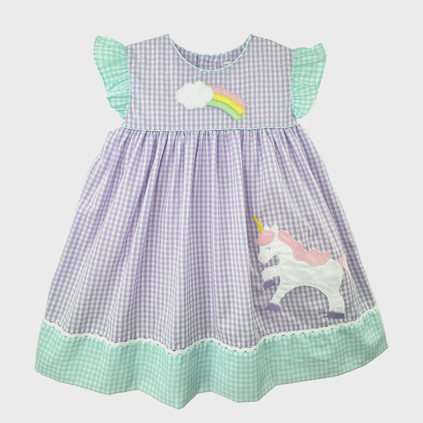 Unicorn &amp; Rainbow Applique Dress With Bloomers, Size: 12M