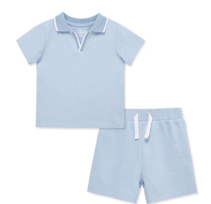Light Blue Collard 2 Piece Short Set