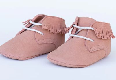 Chayton Fringe Stretch Moccasin-Dusty Rose