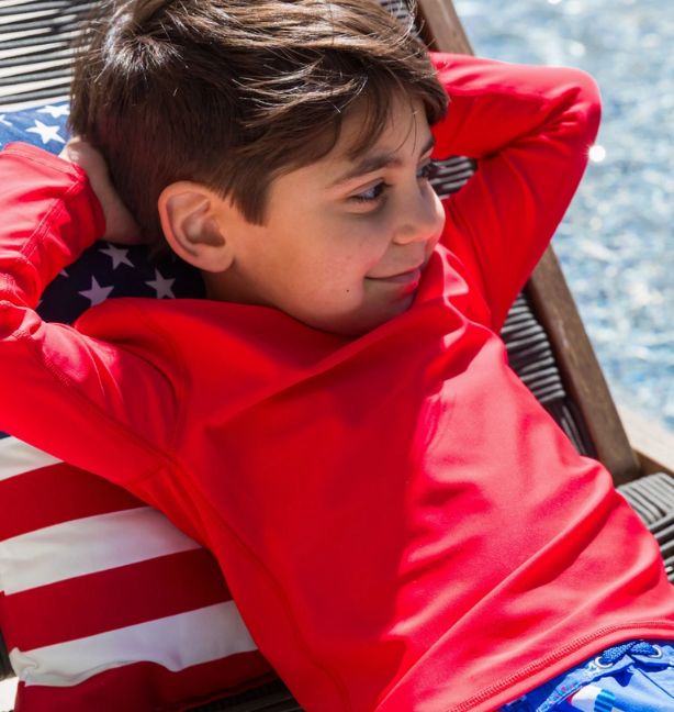 Long Sleeve Rash Guard Vintage Red