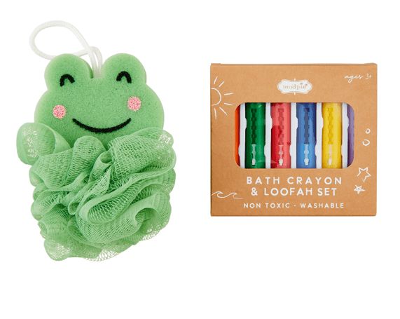 Frog Bath Crayon &amp; Loofah Set