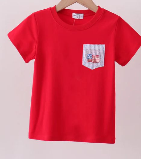 Seersucker Flag Pocket T Shirt