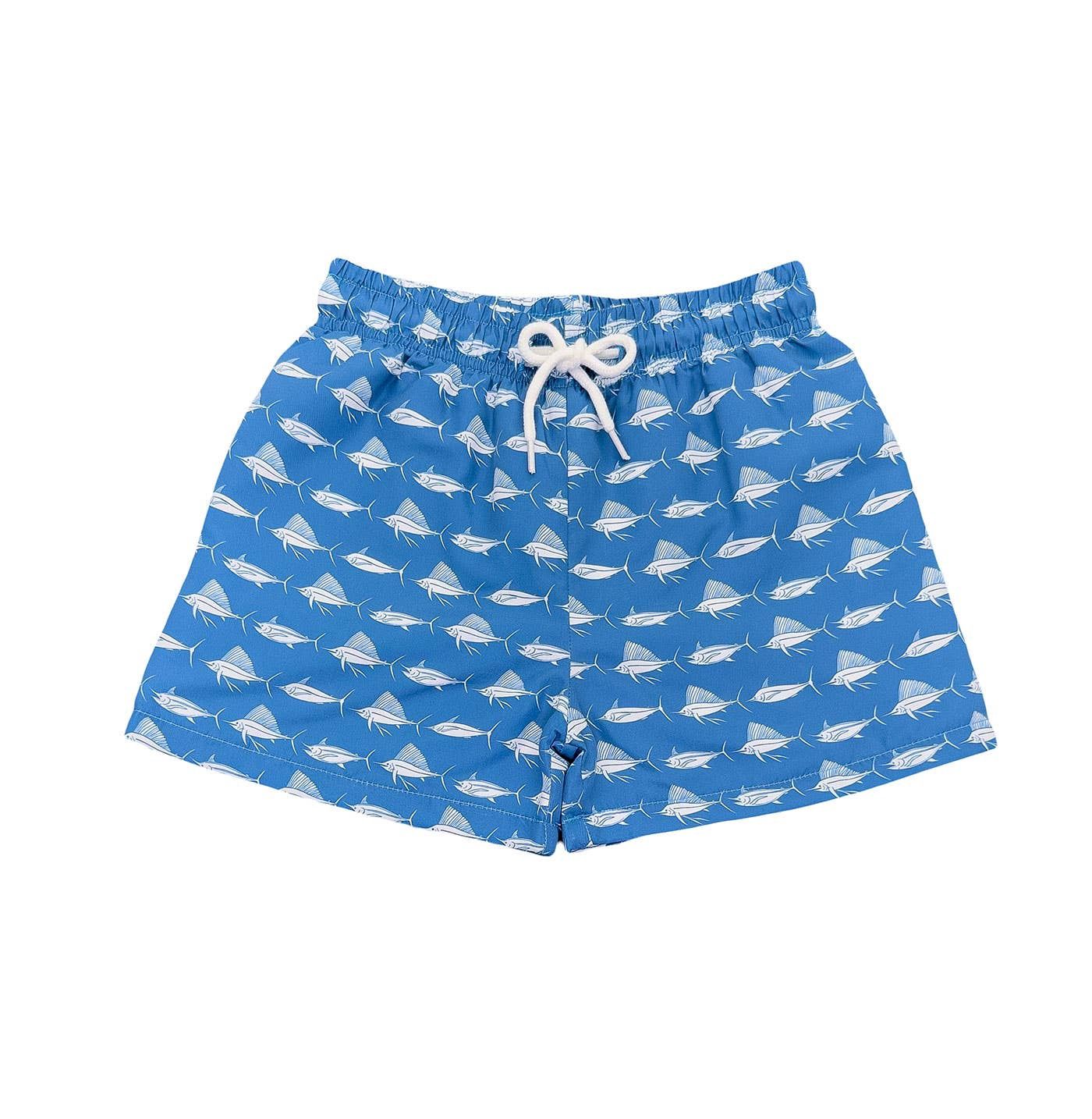 Saltwater Boys St. Simons Swim Trunk Navy and White Fish