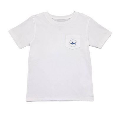 Saltwater Boys Fishing Pole Flag Graphic Tee -White
