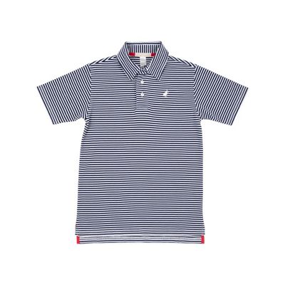 Prim and Proper Polo SS- Nantucket Navy Stripe