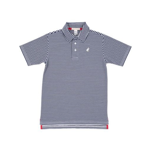 Prim and Proper Polo SS- Nantucket Navy Stripe
