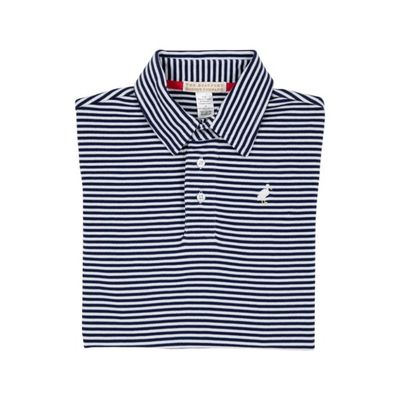 Prim and Proper Polo SS- Nantucket Navy Stripe