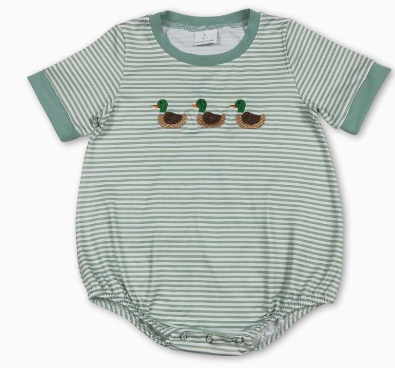 Green Stripe Embd Duck Bubble