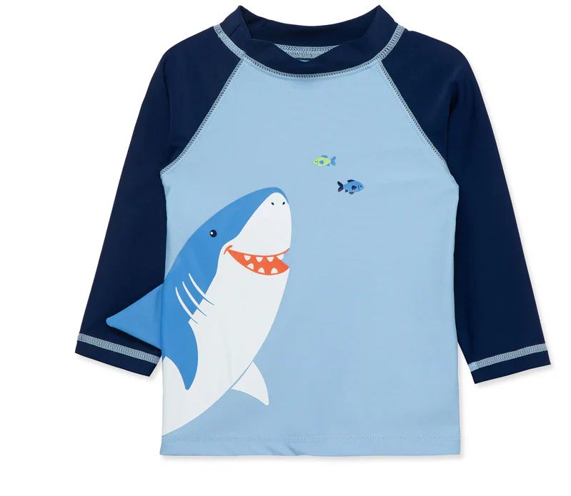 Little Me- Shark Rashguard Top