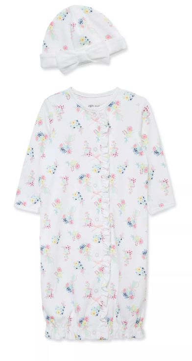 Little Me- Floral Gown Hat Set