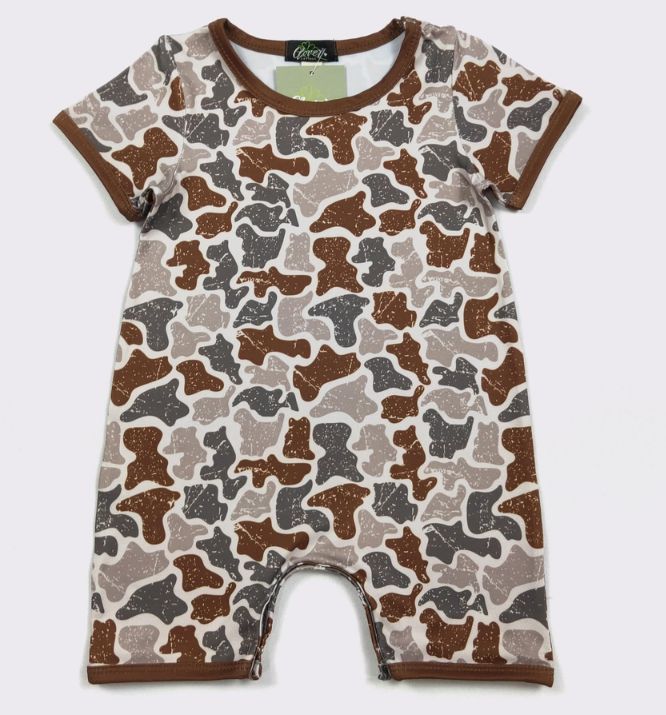 Distressed Camo Boy Romper