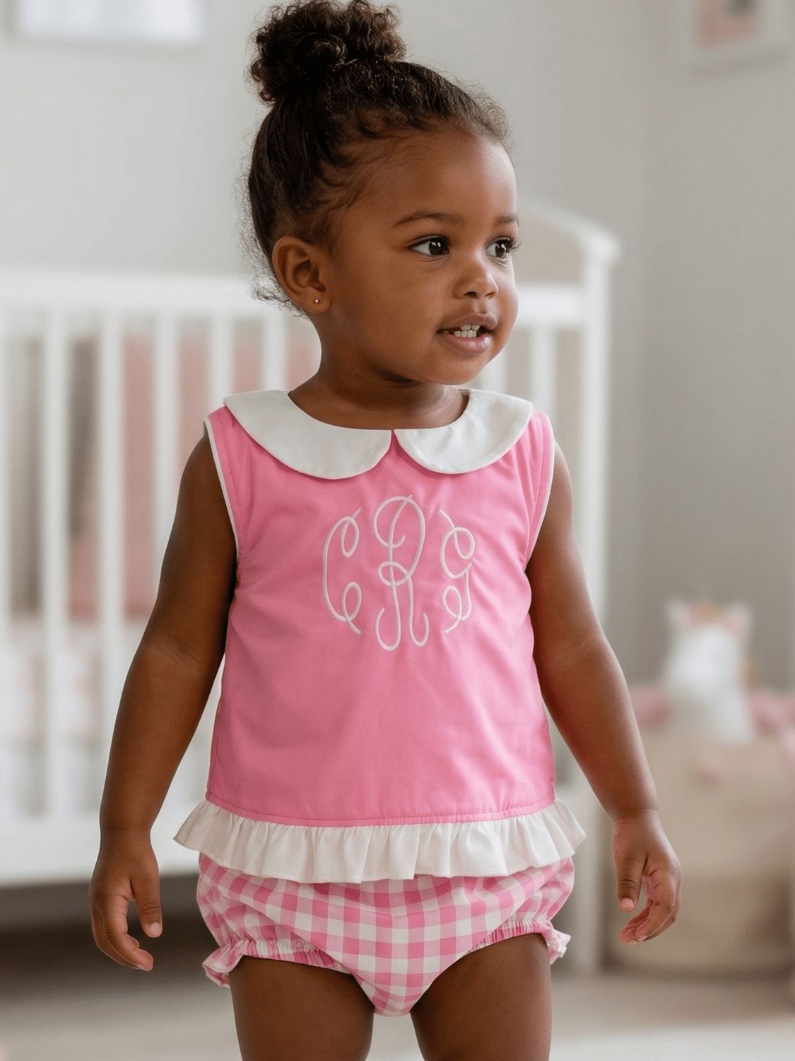 Pink Gingham Swing Back Bloomer Set