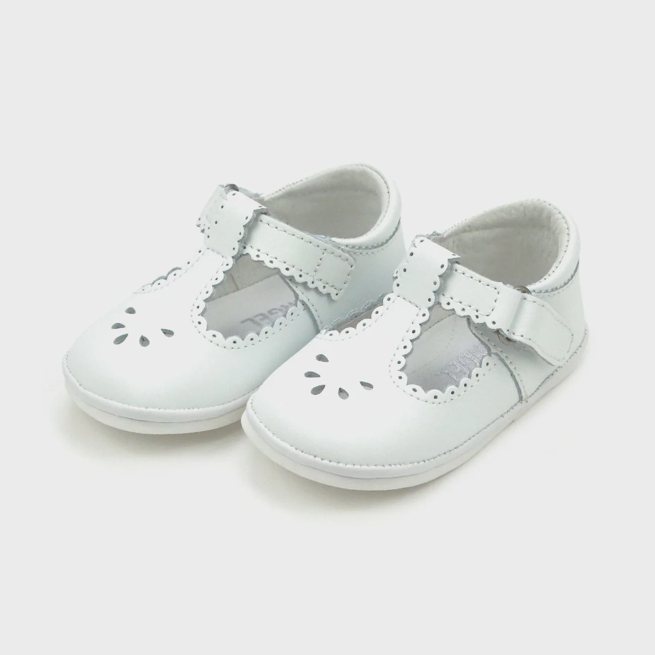 Dottie Scalloped T-Strap Mary Jane (Baby)- WHITE