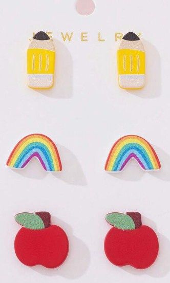Back to School 3 Pairs Earrings