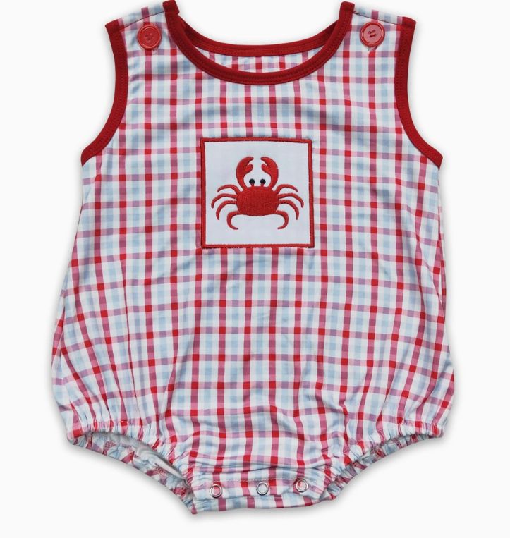 Plaid Crab Boy Romper