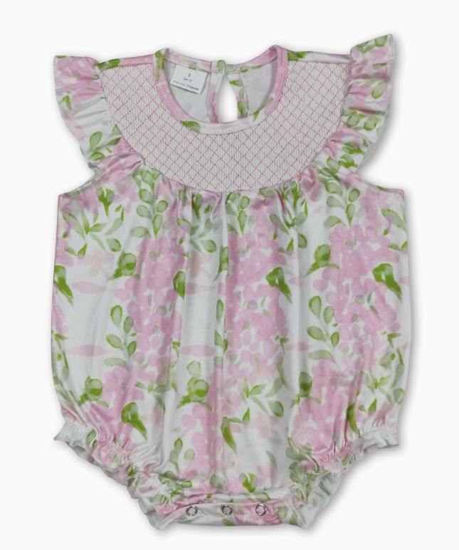 Smocked Pink Floral Romper