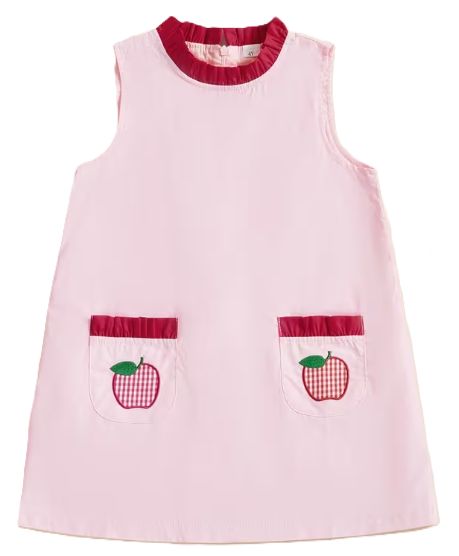 Pink Red Applique Apple Dress