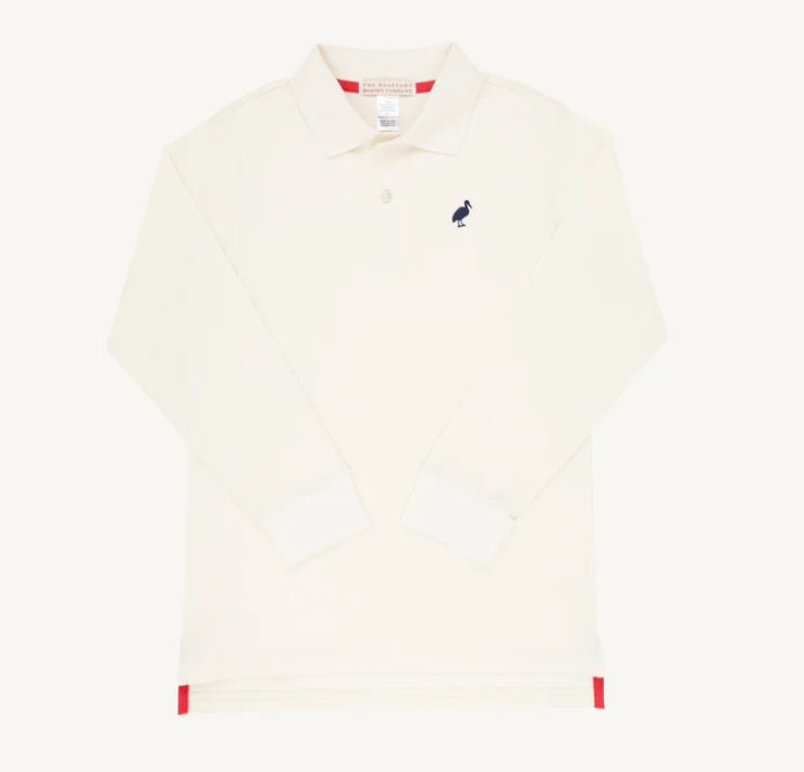Prim &amp; Proper LS Polo- Palmetto Pearl
