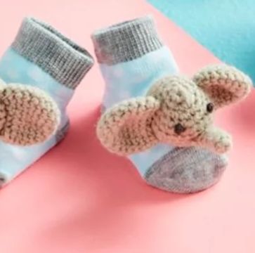 Crochet Rattle Socks, Style: Elephant